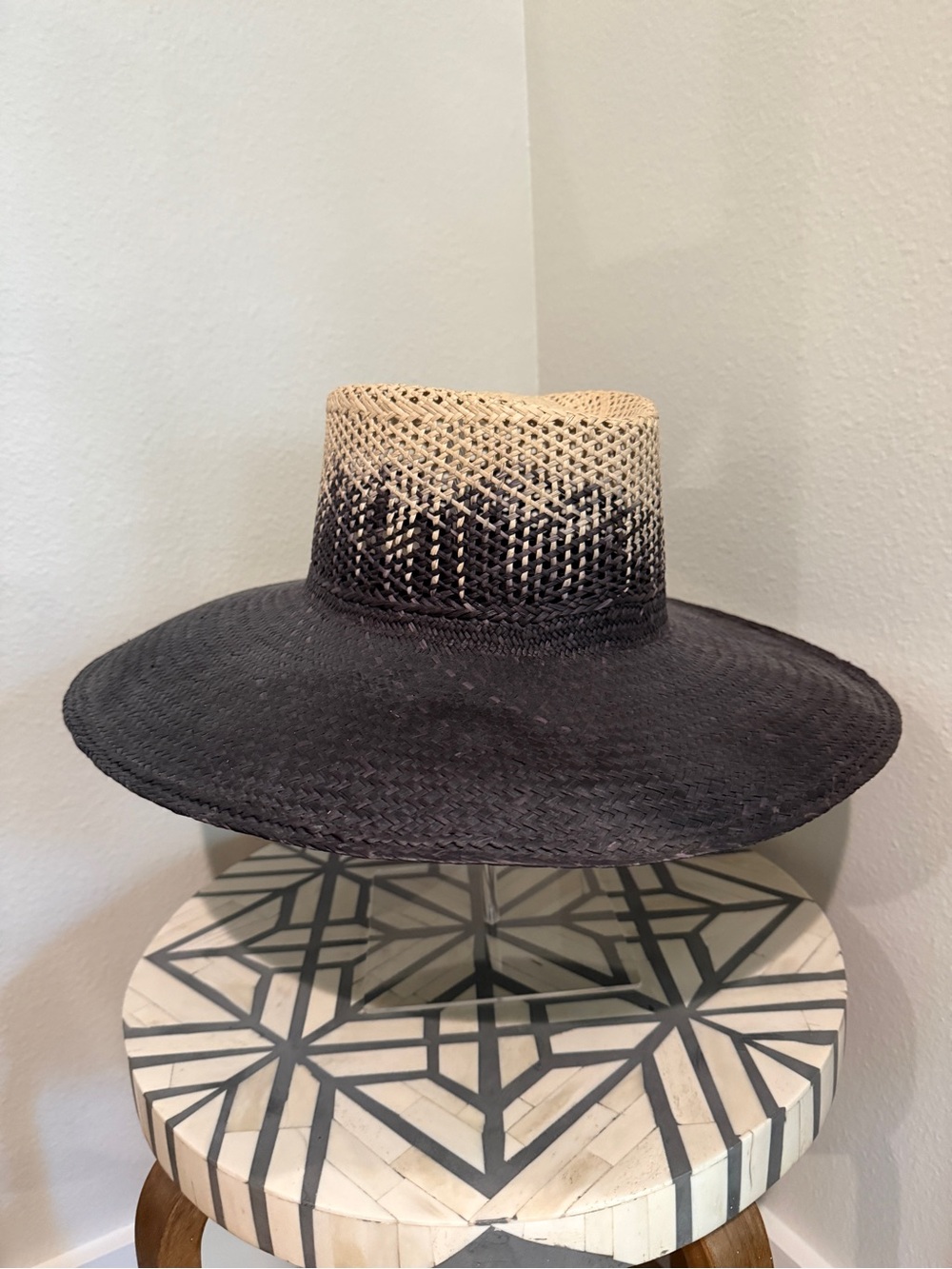 Freya Two-Tone Straw Hat in Natural and Black